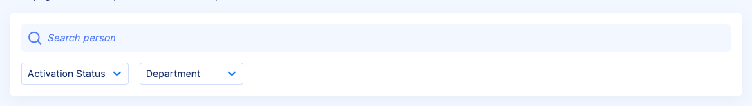 Card containing a search input and filters